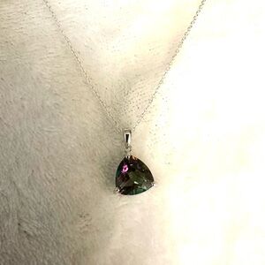 New 925 sterling silver mystic topaz pendant necklace 18”